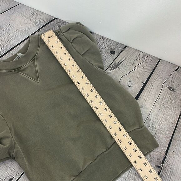 Frame Womens Long Sleeve Crew Neck Sweatshirt Green Cotton Size Small Petite - Picture 12 of 12